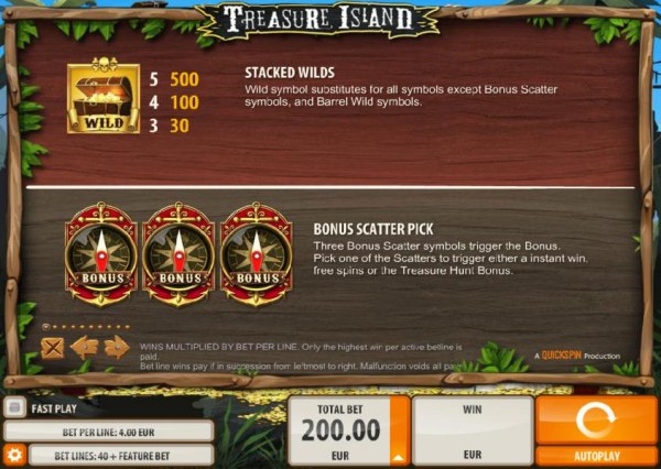 Stacked wilds paytable and bonus scatter pick rules - Casino Codes