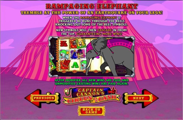 Casino Codes - When the Rampaging Elephant is triggered he runs through the reels knocking out some of the reel symbols