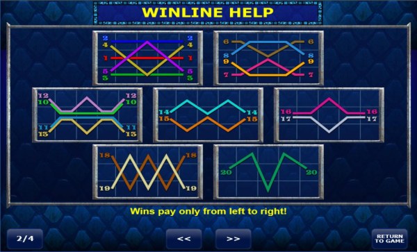 Payline Diagrams 1-20. Wins pay only from left to right. by Casino Codes