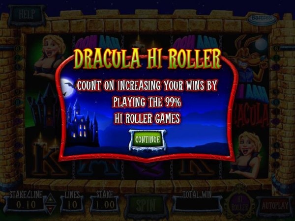 Dracula Hi Roller - count on increasing your wins by play the 99% Hi Roller Games - Casino Codes