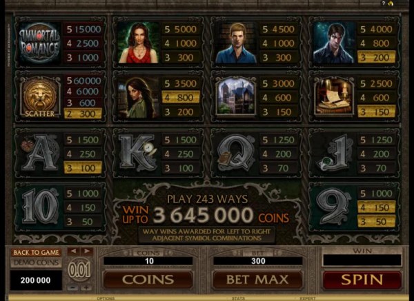 Casino Codes image of Immortal Romance