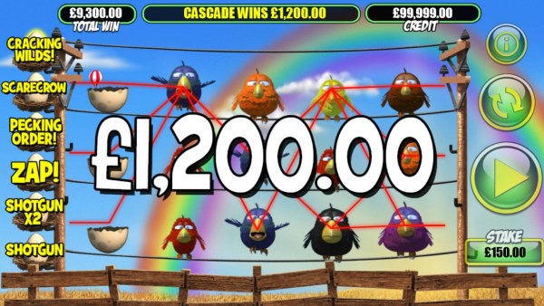 Casino Codes - Cascade Wins triggers a 1200 coin payout