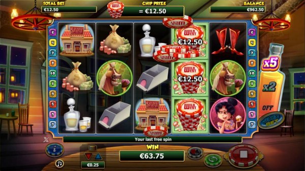 Each chipstack symbol awards a prize equal to the base game line bet during the free games feature. - Casino Codes