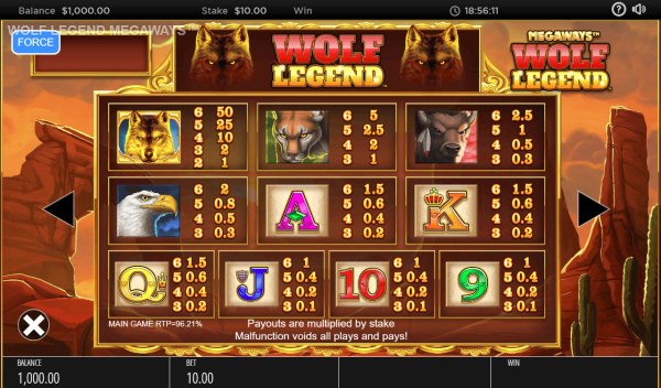 Casino Codes image of Wolf Legend Megaways