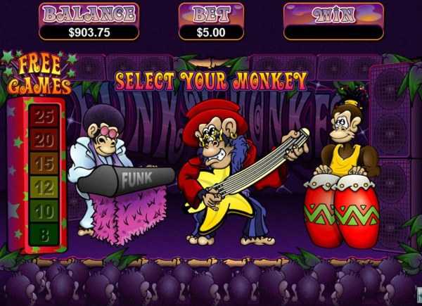 Casino Codes - Select a munkey musician for a chance to win up to 25 free games.