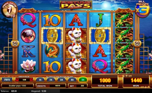Casino Codes - A pair of scatter symbols awards a 1500 coin payout during the free games feature.