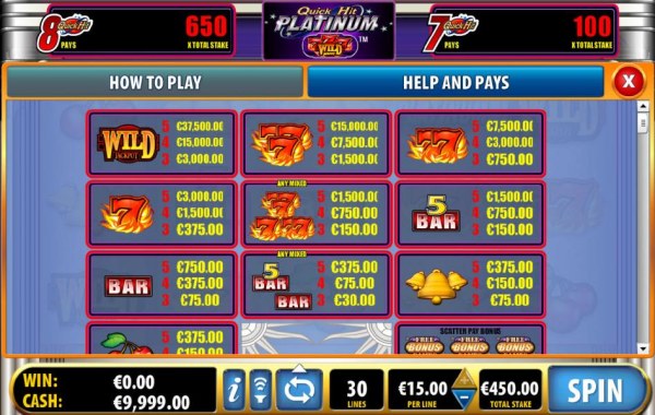 Casino Codes image of Quick Hit Platinum