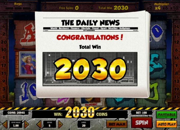 Casino Codes - The free spins feature pays out a total of 2,030 coins for a big win.