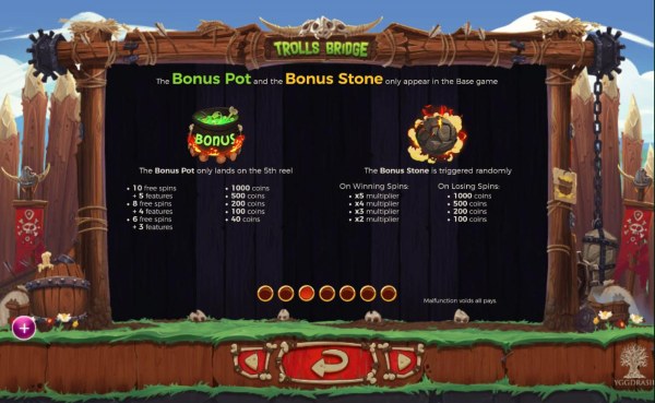 Casino Codes - The Bonus Pot and the Bonus Stone only appear in the base game.