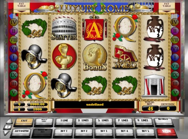 Casino Codes - main game board featuring five reels and nine paylines