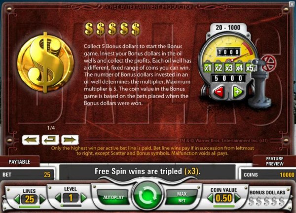 bonus feature rules - collect 5 bonus dollars to start the bonus game. by Casino Codes