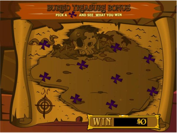 Casino Codes - Buried Treasure Bonus Game - Pick an X and see what you win.