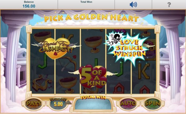 Pick a Golden Heart bonus play, here the selected golden heart reveals the Love Struck Winspin bonus. by Casino Codes