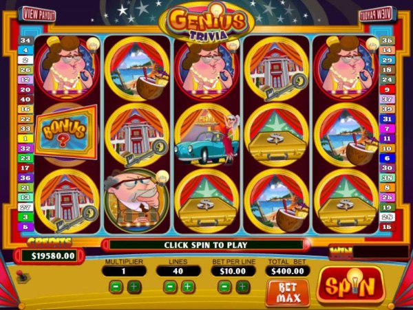 Main game board featuring five reels and 40 paylines with a Jackpot max payout by Casino Codes