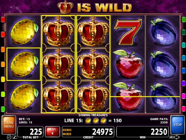 Stacked wilds triggers a 2250 coin jackpot win. by Casino Codes