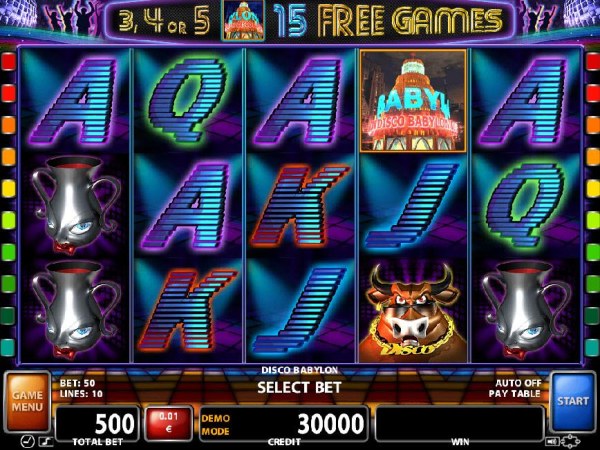A middle east dance themed main game board featuring five reels and 10 paylines with a $500,000 max payout - Casino Codes