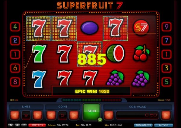 Epic Win: 1020 coins paid out on multiple winning paylines by Casino Codes