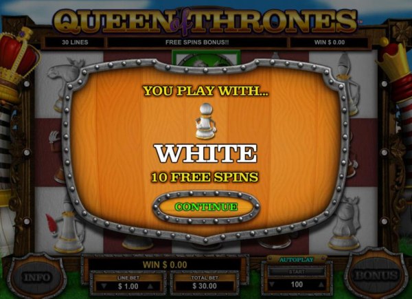 Casino Codes - The colour white has been selected and 10 free spins awarded
