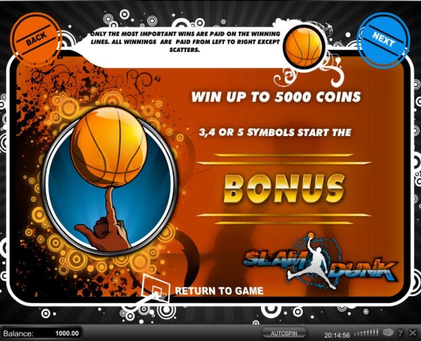 Win up to 5,000 coins. 3, 4 or 5 symbols start the Bonus Game. - Casino Codes