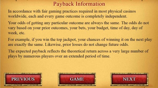 Payback Information by Casino Codes