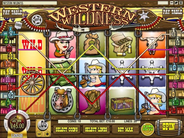 expanding wild triggers multiple winning paylines leading to a $45 payout by Casino Codes