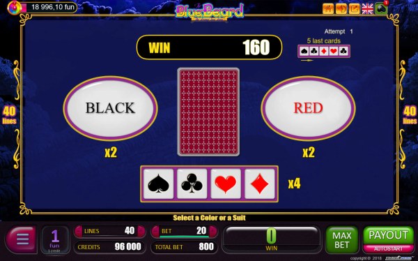 Red or Black Gamble feature - Casino Codes