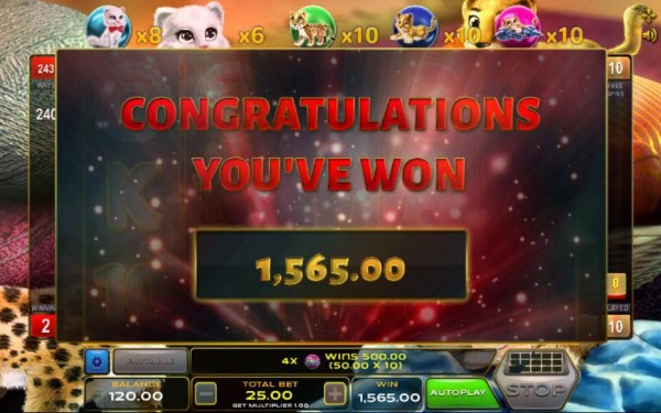 The free spins feature pays out a total of 1,565.00 by Casino Codes