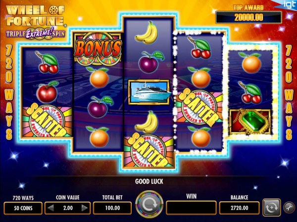Three scatter symbols triggers the Mini Wheel Bonus feature. - Casino Codes