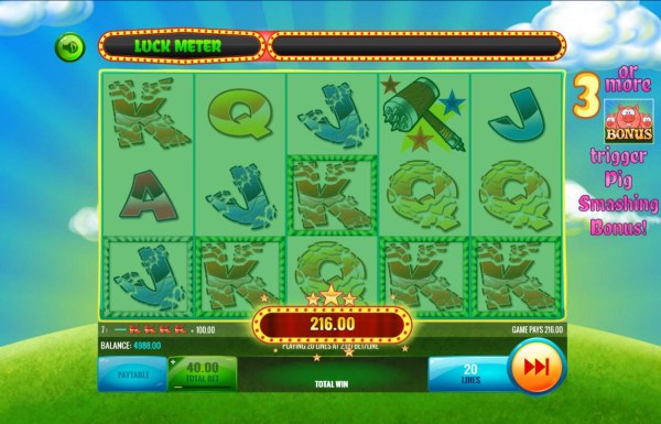 Multiple winning paylines triggers a 216.00 big win - Casino Codes