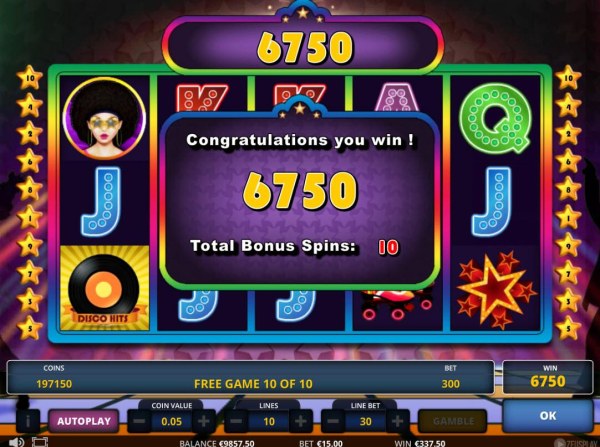 Casino Codes - Bonus feature pays out a total of 6750 credits.