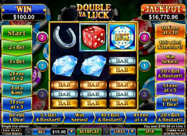 Three triple-bar symbols trigger a $100 payout - Casino Codes