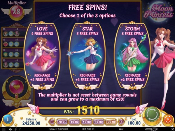 Clearing the game board of all symbols will trigger the free spins bonus feature by Casino Codes