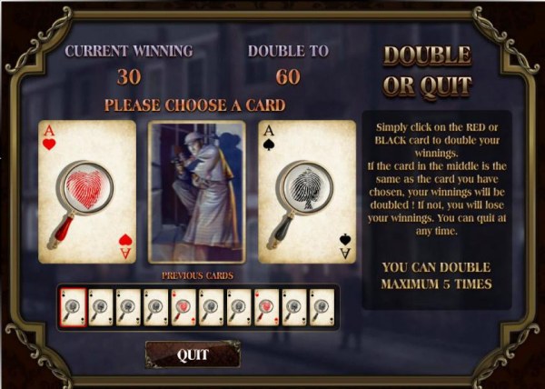 double or quit gamble feature - choose a color for a chance to increase your winnings - Casino Codes