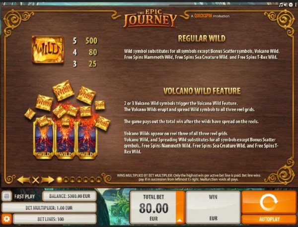 Regular Wild paytable and rules. Vocalno Wild feature rules. by Casino Codes