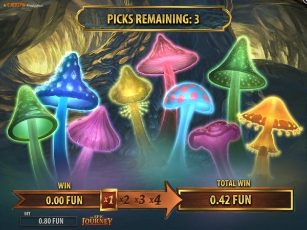 Mushroom Forest pick me bonus feature game board. by Casino Codes