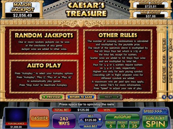 Caesar's Treasure by Casino Codes