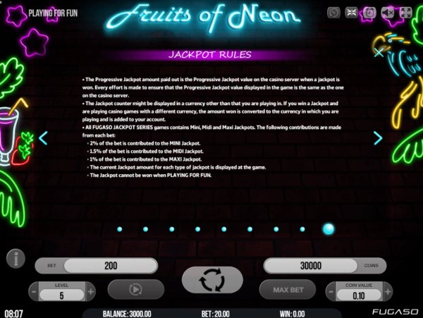 Casino Codes image of Fruits of Neon