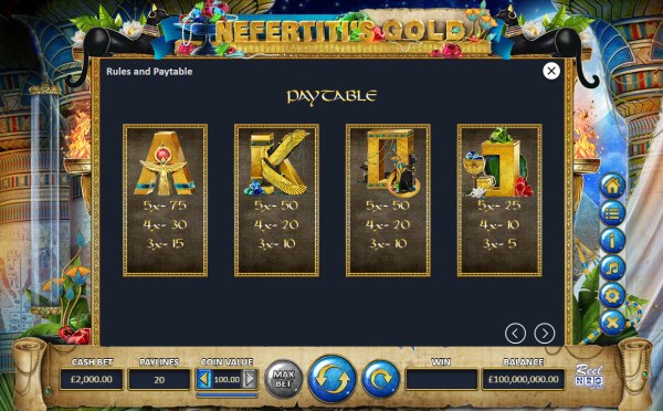 Casino Codes image of Nefertiti's Gold