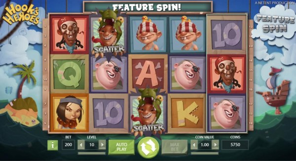 A pair of scatter symbols triggers a feature spin. A random feature is selected for the free spin. - Casino Codes
