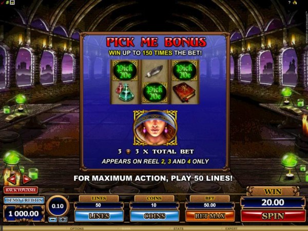 pick me bonus = win up to 150 times the bet - Casino Codes