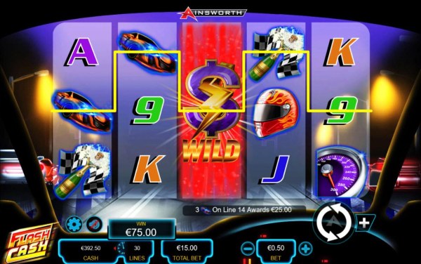 Casino Codes - Stacked wild symbol on reel 3 triggers multiple winning paylines.