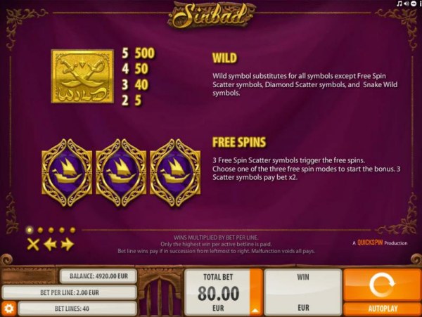 Casino Codes - Wild substitutes for all symbols except Free Spin Scatter symbols, Diamond Scatter symbols and Snake Wilds symbols