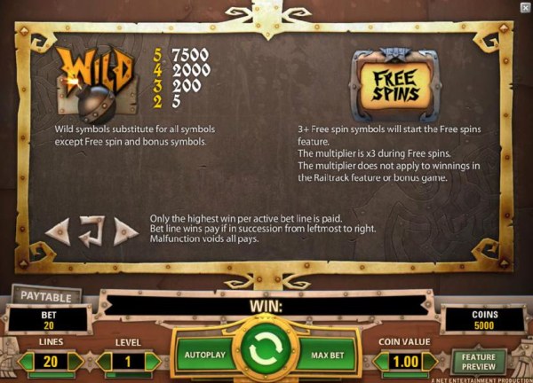 wild symbol paytable and free spins rules - Casino Codes
