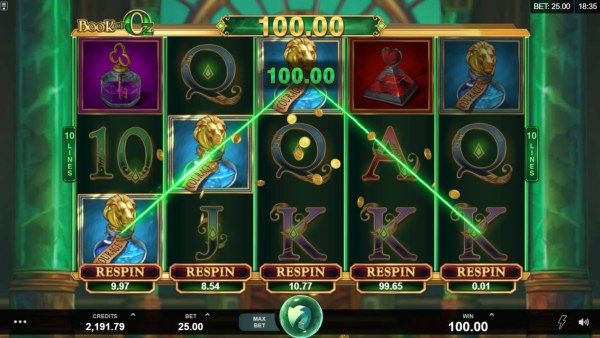 Casino Codes image of Book of Oz Respin Feature