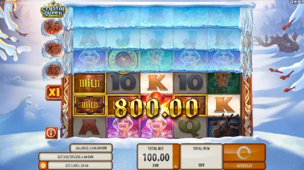 Spreading wild symbol on reel 1 triggers an $800 big win. - Casino Codes