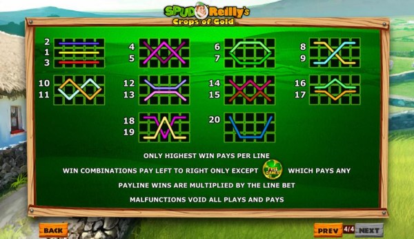 Payline Diagrams 1-20. Only highest win pays per line. - Casino Codes
