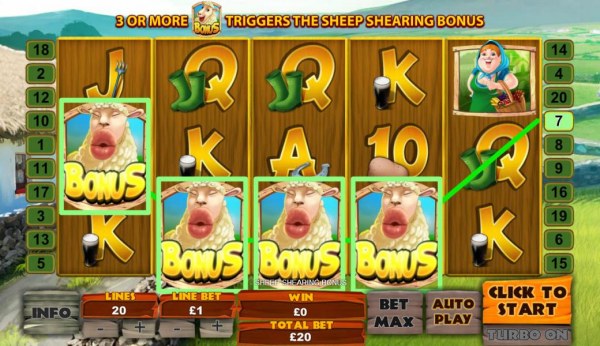 Casino Codes - Four sheep bonus symbols triggers the Sheep Shearing Bonus.