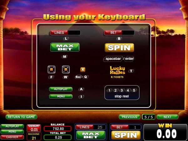 Casino Codes - using your keyboard with the slot game