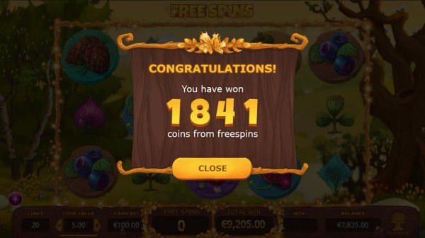 The free spins feature pays out a total of 1841 coins. - Casino Codes