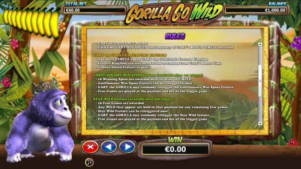 Gorillionaire Win Spins Feature rules - Casino Codes